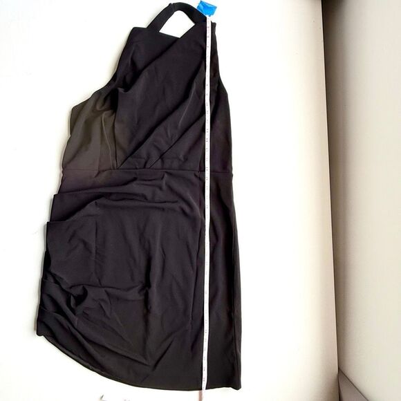 NWT Jewel Badgley Mischka asymmetric halter black dress  Size 12 - Picture 8 of 10